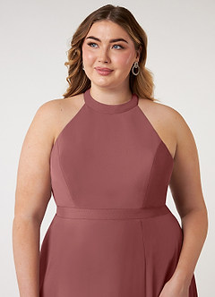 Azazie Clarice Bridesmaid Dresses Amethyst A-Line Halter Chiffon Dress image13