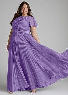 Azazie Kara Modest Bridesmaid Dresses A-Line Pleated Chiffon Floor-Length Dress image10