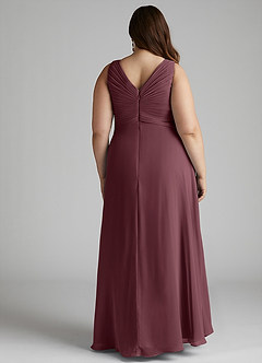 Azazie Flora Brautjungfernkleider A-Linie Plissee Chiffon Kleid Sangria image13