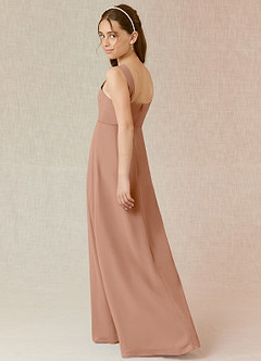 Azazie Denice Junior Champagne Rose A-Line Chiffon Dress image2