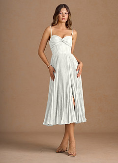 Annie White Pleated Midi Dress image6