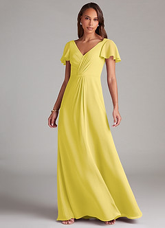 Azazie Soren Bridesmaid Dresses Canary A-Line Ruched Chiffon Dress image5