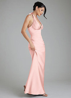 Azazie Torrance Robes de demoiselle d'honneur Robe Sirène en Satin extensible Corset Rose Poudré image7