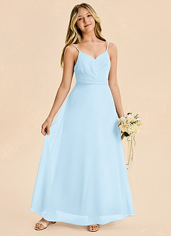 Azazie Tenzly Junior Sky Blue A-Line Pleated Chiffon Dress image2