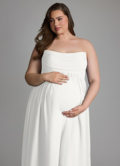 Azazie Saige Maternity Bridesmaid Dresses A-Line Pleated Chiffon Floor-Length Dress image16