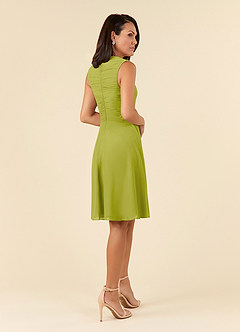 Azazie Theron Mère de la mariée Robes Robe Trapèze en Mousseline de soie Col V plissé Citronnelle image4