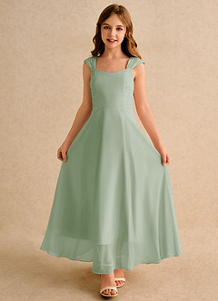 Azazie Oasis Junior Formal Flower Girl Klänningar Klä A-Line i Chiffong Plisserad image4