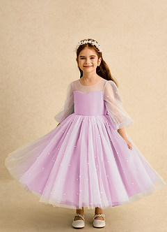 Azazie Trudy Flower Girl Dresses Candy Pink Ball-Gown Sweetheart Neckline Tulle Dress image5
