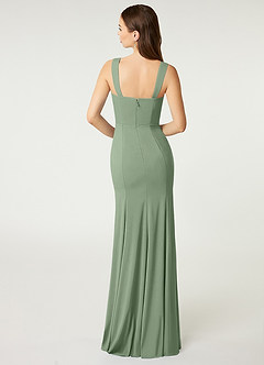 Azazie Alara Bridesmaid Dresses Matcha Sheath Side Slit Stretch Chiffon Dress image2