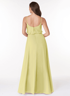 Azazie Lupe Bridesmaid Dresses Lemon Sorbet A-Line Scoop Blouson Chiffon Dress image2