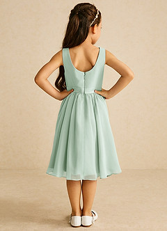 Azazie Ari Flower Girl Dresses Agave A-Line Sleeveless Chiffon Dress image6