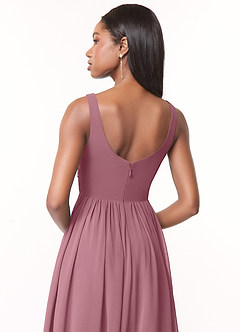 Azazie Keyla Bridesmaid Dresses Vintage Mauve A-Line V-Neck Pleated Chiffon Dress image4