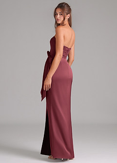 Azazie Jamie Jurken voor bruidsmeisjes Converteerbaar Jurk van Stretch Satijn met A-Lijn Strapless Merlot image5
