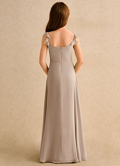 Azazie Puppy Girls Formal Flower Girl Dresses Taupe A-Line Pleated Chiffon Dress image2