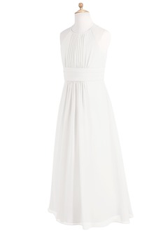 Azazie Bonnie Junior A-Linie Plissee Chiffon Kleid Weiß image7