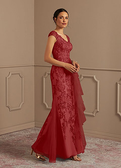 Azazie Melena Mother of the Bride Dresses Rust Mermaid Lace Tulle Dress image2