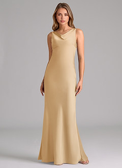 Azazie Allettie Bridesmaid Dresses Gold Mermaid Stretch Satin Dress image6