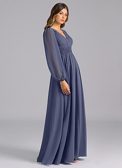 Azazie Palerma Bridesmaid Dresses Stormy A-Line Long Sleeve Chiffon Dress image3