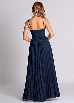 Azazie Mariana Vestidos de damas de honor Vestido de Azul Marino Oscuro de Devorado Floral de Corte en A Convertible con Sin tirantes image8