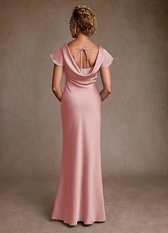 Azazie Shelby Mother of the Bride Dresses Powder Pink Mermaid Pleated Stretch Satin Dress image2