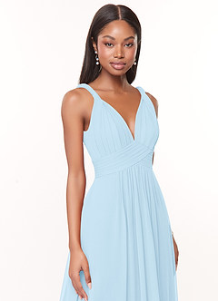 Azazie Maren Bridesmaid Dresses Sky Blue A-Line Pleated Chiffon Dress image6