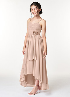 Azazie Catalina Junior English Rose A-Line Ruched Chiffon Dress image3