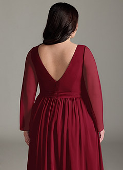 Azazie Teton Maternity Bridesmaid Dresses A-Line Long Sleeve Chiffon Floor-Length Dress image13