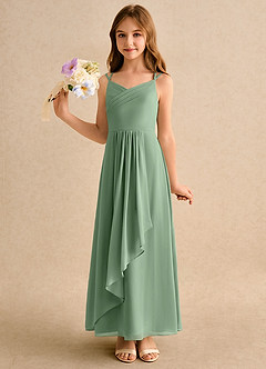 Azazie Zaida Girls Formal Flower Girl Klänningar Klänning A-Line i Chiffong Plisserad image6