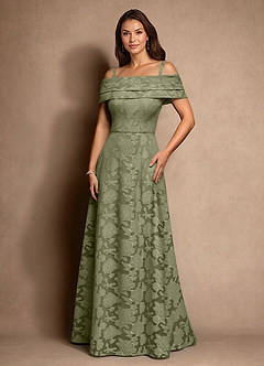 Azazie New Britain Mother of the Bride Dresses Pistachio A-Line Pleated Floral Burnout Dress image1