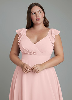 Azazie Leilani Bridesmaid Dresses Powder Pink A-Line Pleated Chiffon Dress image11