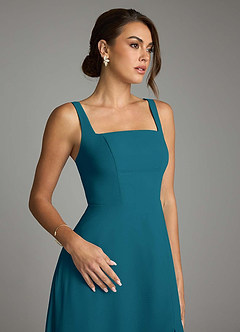 Azazie Debra Bridesmaid Dresses Ink Blue A-Line with Pockets Chiffon Convertible Dress image3