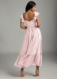 Azazie Anaya Bridesmaid Dresses Blushing Pink A-Line Pleated Chiffon Dress image5