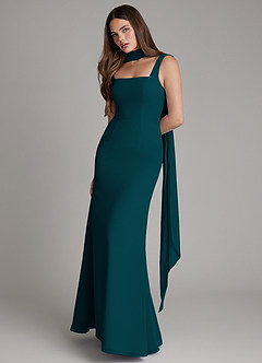 Azazie Katya Bridesmaid Dresses Pine Mermaid Square Neckline Chiffon Convertible Dress image3