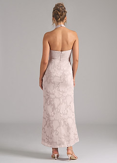 Azazie Marlissa Bridesmaid Dresses Blushing Pink Sheath Pleated Floral Burnout Dress image2