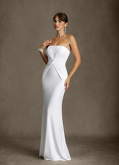 Azazie Araya Wedding Dresses Diamond White Sheath Strapless Jersey Satin Dress image8