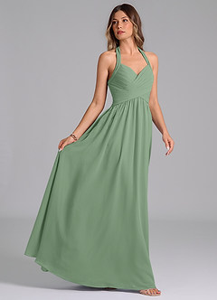Azazie Darlyn Bridesmaid Dresses Matcha A-Line Pleated Chiffon Dress image6
