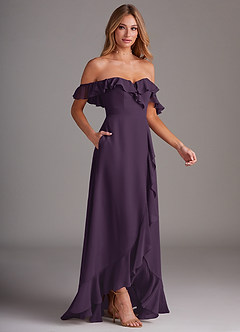 Azazie Lyra Bridesmaid Dresses Plum A-Line Chiffon Convertible Dress image6
