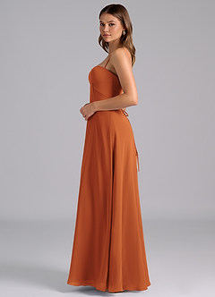 Azazie Valentine Bridesmaid Dresses Cinnamon A-Line Corset Chiffon Dress image4