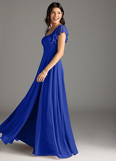 Azazie Bondi Vestidos de damas de honor Vestido de Azul Real de Malla de Corte en A con Volante image7