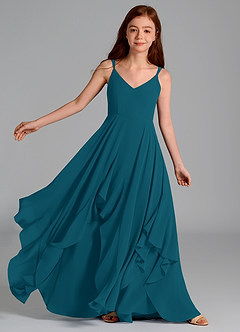 Azazie Karan Junior Abito A-Line in Chiffon Blu Inchiostro image1