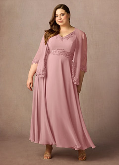 Azazie Devana Mère de la mariée Robes Robe Trapèze en Mousseline de soie Sequins Rose Poussiéreuse image12