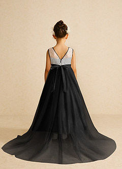 Azazie Tay Flower Girl Dresses Black A-Line Sequins Tulle Dress image2