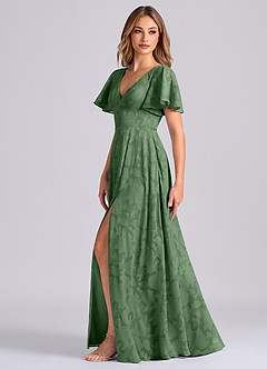 Azazie Kimber Bridesmaid Dresses Eucalyptus A-Line with Pockets Floral Burnout Dress image5