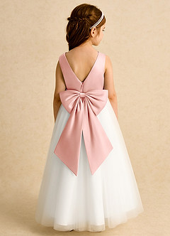 Azazie Eleni Flower Girl Dresses Ivory Rosette Ball-Gown Bow Tulle Dress image2
