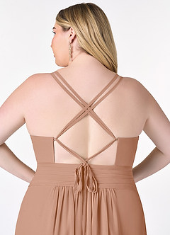 Azazie Farren Bridesmaid Dresses Champagne Rose A-Line Pleated Chiffon Convertible Dress image13