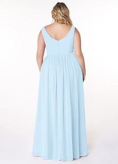 Azazie Keyla Brautjungfernkleider A-Linie V-Hals Gefaltet Chiffon Kleid Himmelblau image7
