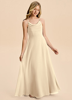 Azazie Gia Junior Champagne A-Line Pleated Chiffon Dress image4