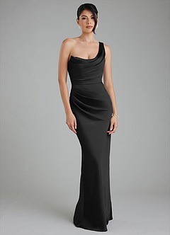 Azazie Sabrina Robes de demoiselle d'honneur Robe Sirène en Satin extensible Corset Noir image6