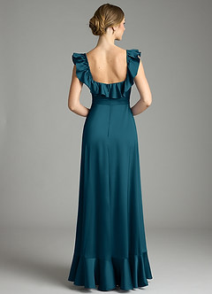 Azazie Lyra Bridesmaid Dresses Ink Blue A-Line Off the Shoulder Stretch Satin Convertible Dress image8