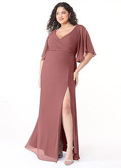 Azazie Cierra Bridesmaid Dresses Amethyst A-Line V-Neck Chiffon Dress image9
